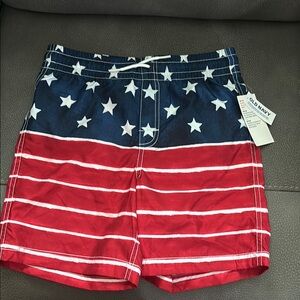 NWT Old Navy Boy’s Red, White and Blue Swim Trunks American Flag Design